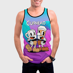 Майка-безрукавка мужская Кружечки Cuphead, цвет: 3D-черный — фото 2