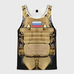 Майка-безрукавка мужская Бронежилет- армия России, цвет: 3D-белый