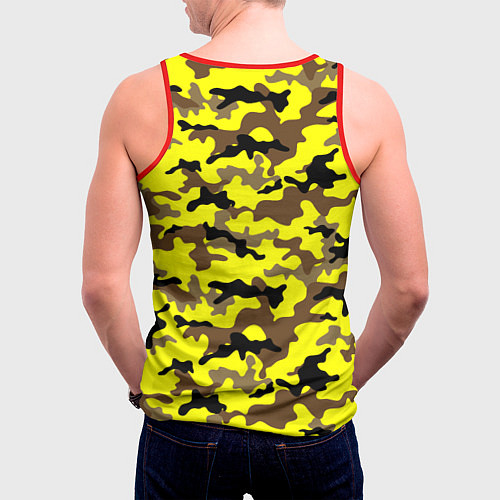 Мужская майка без рукавов Камуфляж Жёлто-Коричневый / 3D-Красный – фото 4