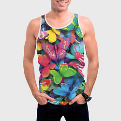 Майка-безрукавка мужская Стая бабочек Pattern, цвет: 3D-белый — фото 2