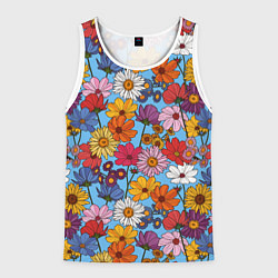 Майка-безрукавка мужская Ромашки-лютики, цвет: 3D-белый