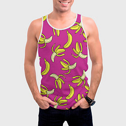 Майка-безрукавка мужская Banana pattern Summer Color, цвет: 3D-белый — фото 2