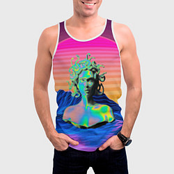 Майка-безрукавка мужская Gorgon Medusa Vaporwave Neon Mountains, цвет: 3D-белый — фото 2