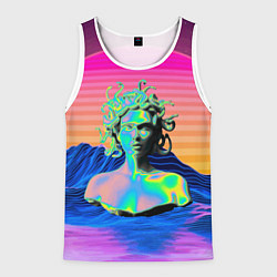 Майка-безрукавка мужская Gorgon Medusa Vaporwave Neon Mountains, цвет: 3D-белый