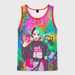 Майка-безрукавка мужская МЕХАНИЧЕСКАЯ ДЕВУШКА ХИППИ, цвет: 3D-красный