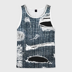 Майка-безрукавка мужская Джинсовое рваньё Fashion trend, цвет: 3D-белый