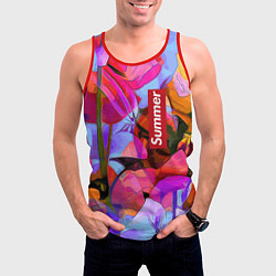 Майка-безрукавка мужская Красочный летний цветочный паттерн Summer color pa, цвет: 3D-красный — фото 2
