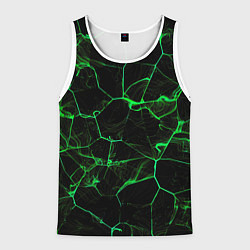 Майка-безрукавка мужская Абстракция - Черно-зеленый фон - дым, цвет: 3D-белый