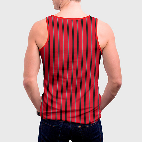 Мужская майка без рукавов Красно-черный узор в полоску / 3D-Красный – фото 4