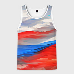 Майка-безрукавка мужская Флаг России в красках, цвет: 3D-белый
