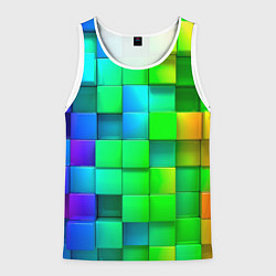 Мужская майка без рукавов РАЗНОЦВЕТНЫЕ КУБИКИ MULTICOLORED CUBES