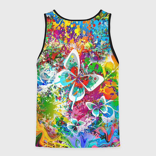 Мужская майка без рукавов Яркое безумие Бабочки, кляксы, граффити / 3D-Черный – фото 2