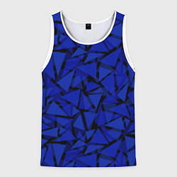 Майка-безрукавка мужская Синие треугольники-геометрический узор, цвет: 3D-белый