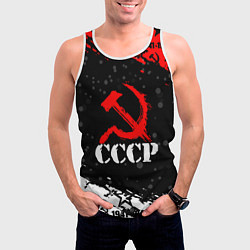 Майка-безрукавка мужская Ссср - серп и молот - крапинки, цвет: 3D-белый — фото 2