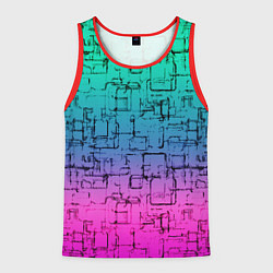 Майка-безрукавка мужская Абстрактный узор на розово-бирюзовом градиентном ф, цвет: 3D-красный