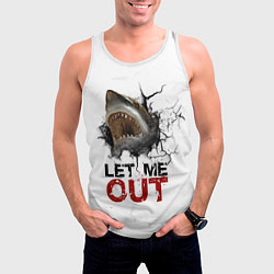 Майка-безрукавка мужская Акула Let me out - пасть акулы, цвет: 3D-белый — фото 2