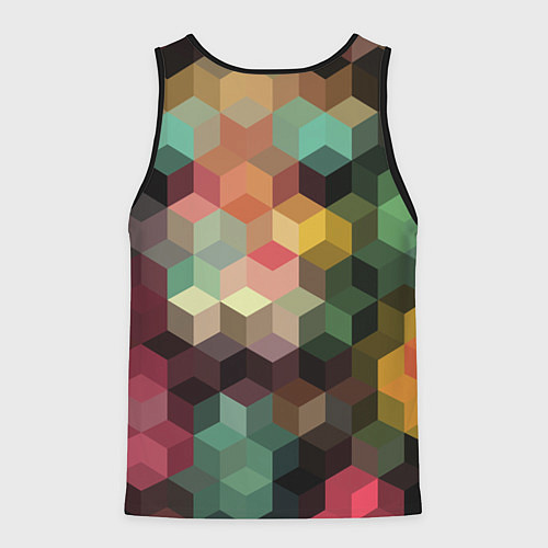 Мужская майка без рукавов Разноцветный геометрический узор 3D / 3D-Черный – фото 2