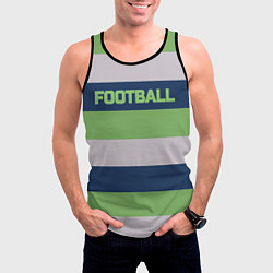 Майка-безрукавка мужская Цветные полосы текст футбол Text football colored, цвет: 3D-черный — фото 2