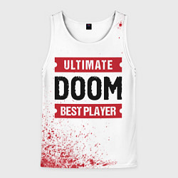 Майка-безрукавка мужская Doom: красные таблички Best Player и Ultimate, цвет: 3D-белый