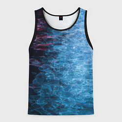 Майка-безрукавка мужская Неоновые волны на воде - Синий, цвет: 3D-черный