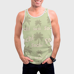 Майка-безрукавка мужская Пальмы на салатном фоне palm trees text, цвет: 3D-белый — фото 2