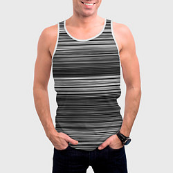 Майка-безрукавка мужская Black and white thin stripes Тонкие полосы, цвет: 3D-белый — фото 2