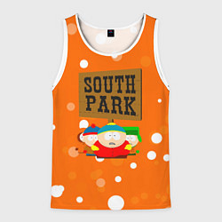 Майка-безрукавка мужская Южный Парк на фоне кружков, цвет: 3D-белый
