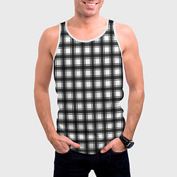 Майка-безрукавка мужская Black and white trendy checkered pattern, цвет: 3D-белый — фото 2