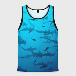 Майка-безрукавка мужская Акулы - океан, цвет: 3D-черный