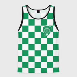 Майка-безрукавка мужская ФК Ахмат на фоне бело зеленой формы в квадрат, цвет: 3D-черный