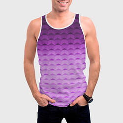 Майка-безрукавка мужская Фиолетово-розовый геометрический узор Градиент, цвет: 3D-белый — фото 2