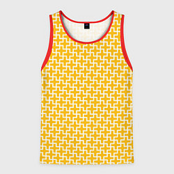 Майка-безрукавка мужская Белые крестики на желтом фоне, цвет: 3D-красный