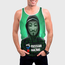 Майка-безрукавка мужская Russian hacker green, цвет: 3D-белый — фото 2