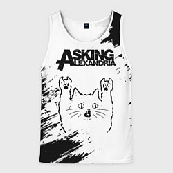 Майка-безрукавка мужская Asking Alexandria рок кот на светлом фоне, цвет: 3D-белый