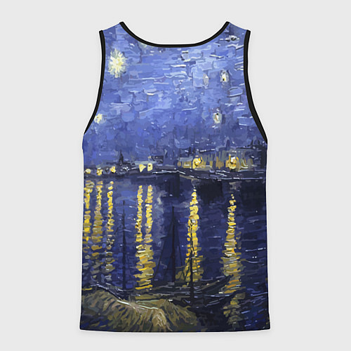 Мужская майка без рукавов Прикол с котом: пародия картина / 3D-Черный – фото 2