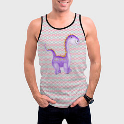 Майка-безрукавка мужская Фиолетовый маленький динозаврик, цвет: 3D-черный — фото 2