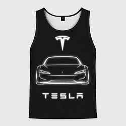 Майка-безрукавка мужская Tesla white light, цвет: 3D-черный