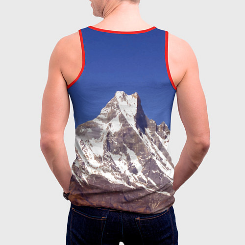 Мужская майка без рукавов Мачапучаре, священная гора - дом бога Шивы, закрыт / 3D-Красный – фото 4
