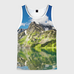 Майка-безрукавка мужская Живописное горное озеро, цвет: 3D-белый