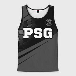 Майка-безрукавка мужская PSG sport на темном фоне: символ сверху, цвет: 3D-черный