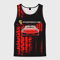 Майка-безрукавка мужская Porsche - авто, цвет: 3D-черный