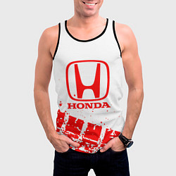 Майка-безрукавка мужская Honda - красный след шины, цвет: 3D-черный — фото 2