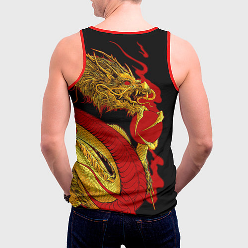 Мужская майка без рукавов Японский Золотой Дракон / 3D-Красный – фото 4