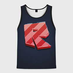 Майка-безрукавка мужская Roblox red - Роблокс полосатый логотип, цвет: 3D-черный
