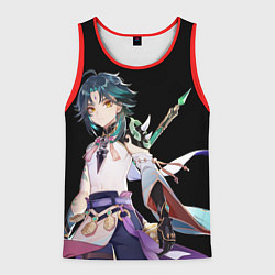 Майка-безрукавка мужская Адепт Сяо - Минимализм, цвет: 3D-красный