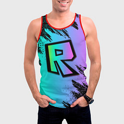Майка-безрукавка мужская Roblox neon logo, цвет: 3D-красный — фото 2