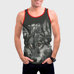 Майка-безрукавка мужская Серый мудрый волк, цвет: 3D-красный — фото 2