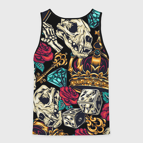 Мужская майка без рукавов Тату алмаза и черепа / 3D-Черный – фото 2