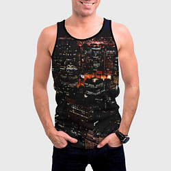 Майка-безрукавка мужская Ночной город - вид с высоты, цвет: 3D-черный — фото 2