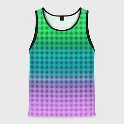 Майка-безрукавка мужская Gradient lilac green plaid, цвет: 3D-черный